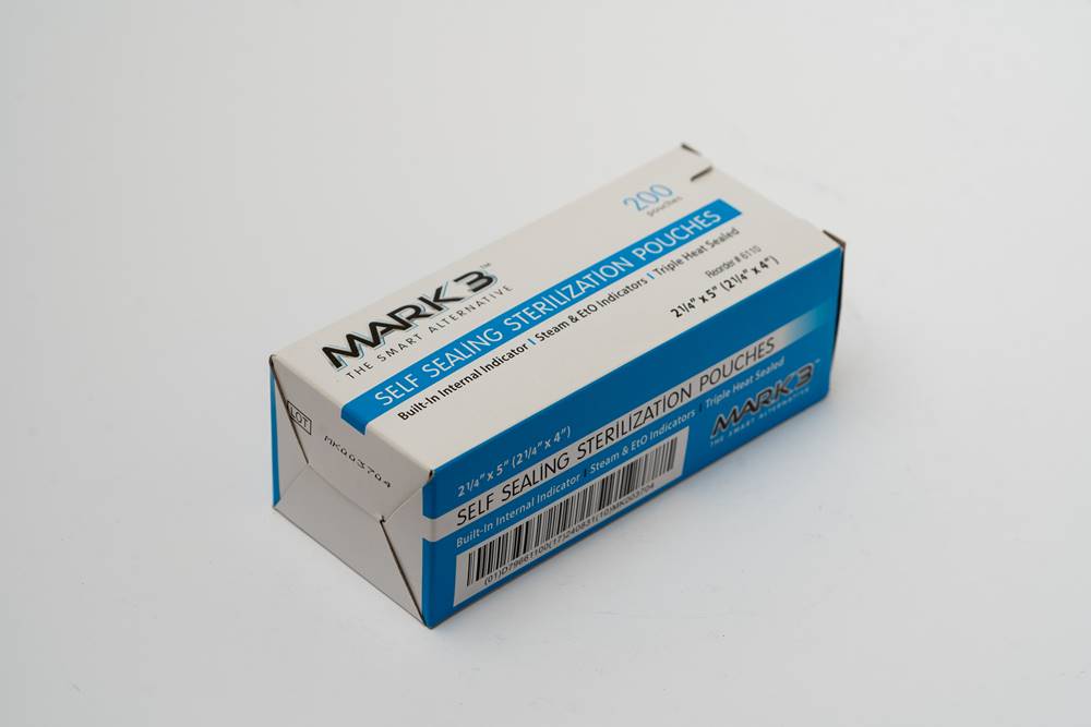 Self Seal 2-1/4" x 5" (2-1/4" x 4") Sterilization Pouches 200/bx. - MARK3 image