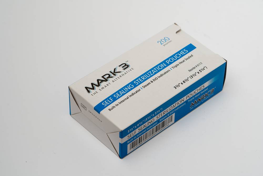 Self Seal 3-1/2" x 6-1/2" (3-1/2" x 5-1/4") Sterilization Pouches 200/bx. - MARK3 image